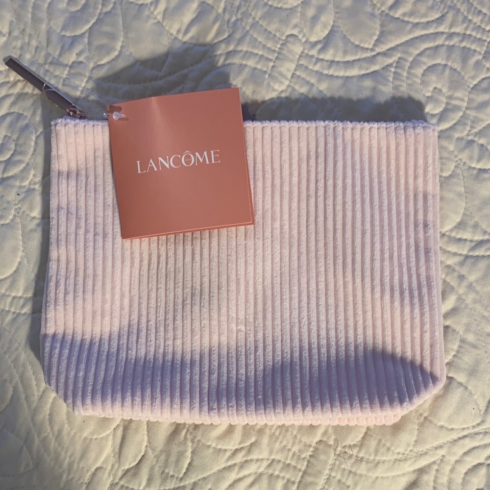 Lancôme light pink corduroy Cosmetic Pouch NWT